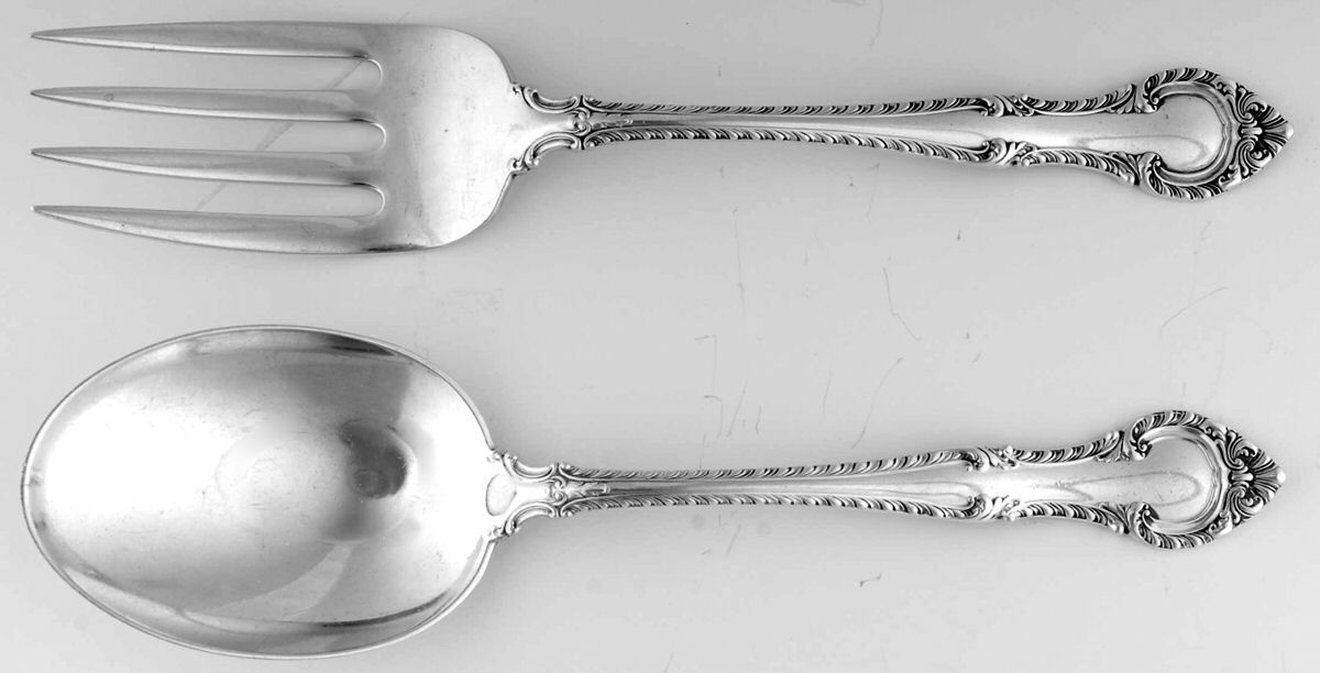 English Gadroon (Sterling, 1939, No Monos) Solid 2-Piece Vegetable Serving Set by Gorham Silver-1