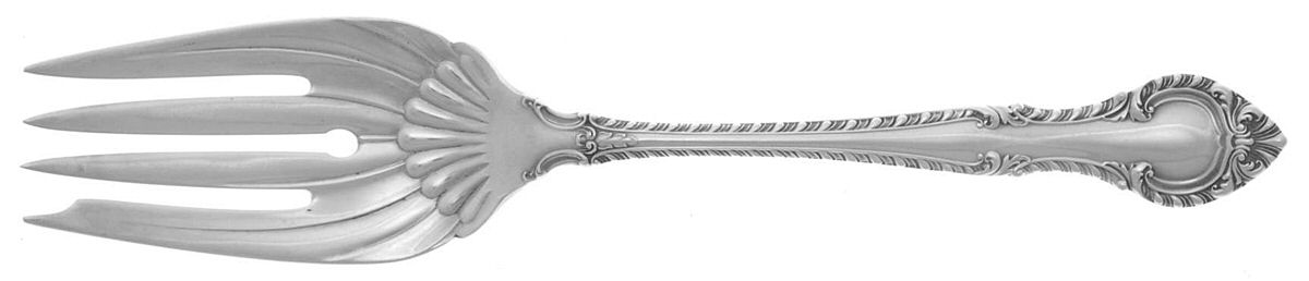 English Gadroon (Sterling, 1939, No Monos) Medium Solid Cold Meat Serving Fork by Gorham Silver-1