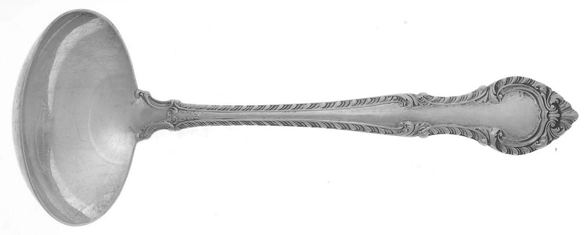 English Gadroon (Sterling, 1939, No Monos) Solid Gravy Ladle by Gorham Silver-1
