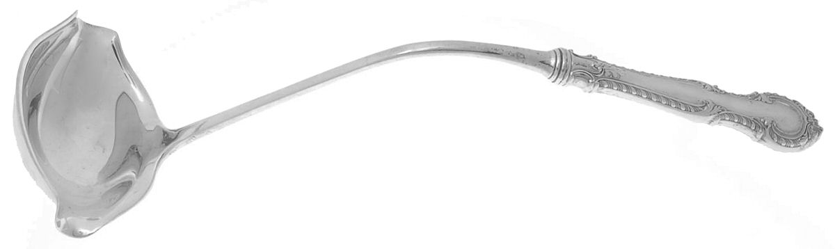 English Gadroon (Sterling, 1939, No Monos) Hollow Handle Punch Ladle with Solid Bowl by Gorham Silver-1
