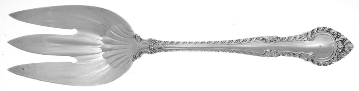 English Gadroon (Sterling, 1939, No Monos) Solid Salad Serving Fork by Gorham Silver-1
