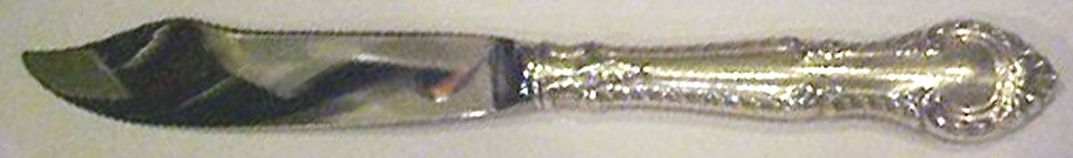 English Gadroon (Sterling, 1939, No Monos) Individual Fish Knife with Stainless Blade by Gorham Silver-1