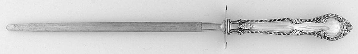 English Gadroon (Sterling, 1939, No Monos) Large Knife Sharpener-Steel Rod w/Sterling Guard by Gorham Silver-1
