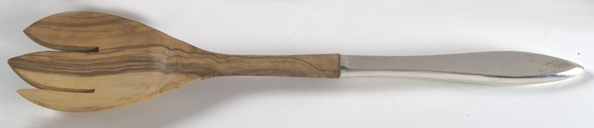Esprit (Sterling, 1963) Salad Serving Fork with Wooden Prongs by Gorham Silver-1