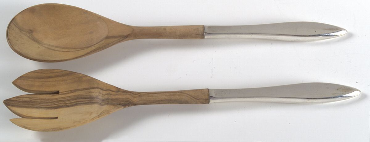 Esprit (Sterling, 1963) Wooden Bowl 2-Piece Salad Set by Gorham Silver-1