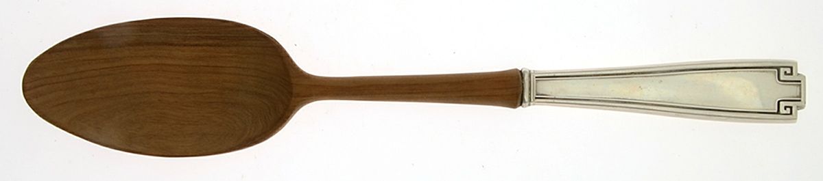 Etruscan (Sterling, 1913) Salad Serving Spoon with Wooden Bowl by Gorham Silver-1