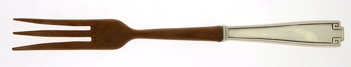 Etruscan (Sterling, 1913) Salad Serving Fork with Wooden Prongs by Gorham Silver-1