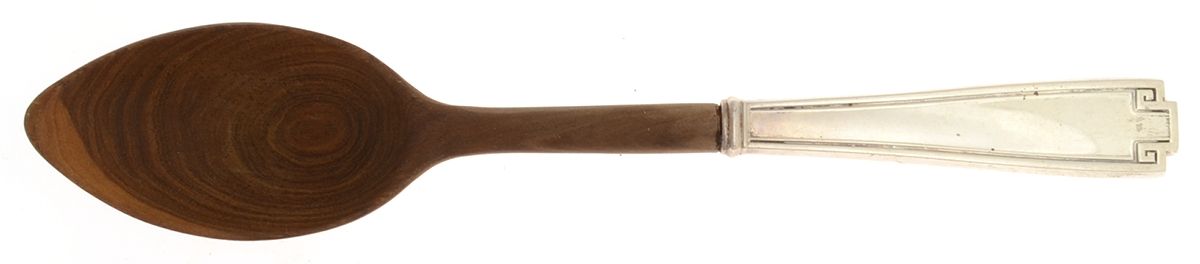 Etruscan (Sterling, 1913) Salad Serving Spoon Wooden Bowl by Gorham Silver-1