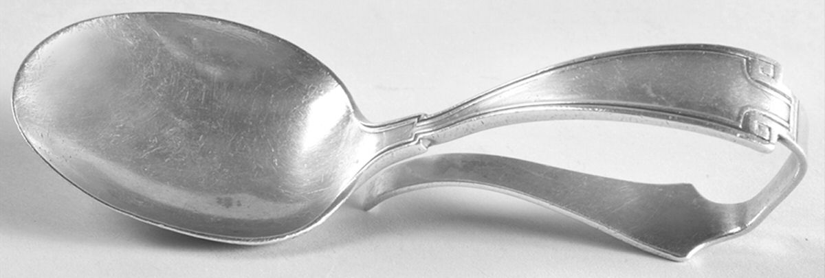 Etruscan (Sterling, 1913) Baby Spoon Curved Handle with Locking Clip by Gorham Silver-1