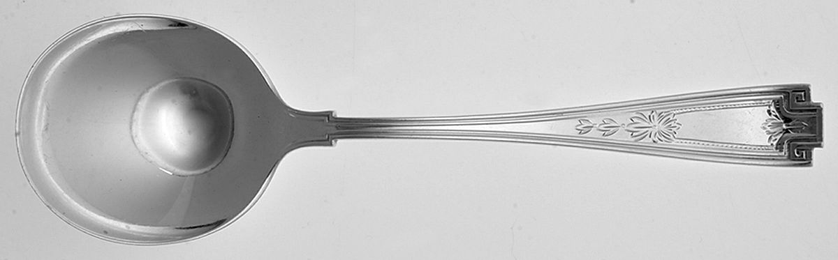 Etruscan-Engraved (Sterling, 1913) Round Bowl Soup Spoon (Gumbo) by Gorham Silver-1