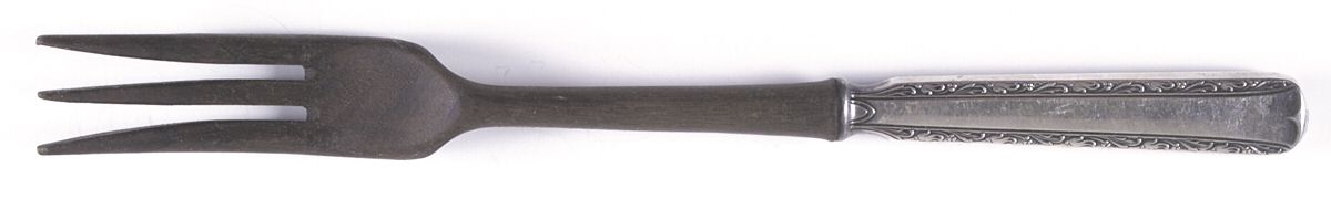 Eventide (Sterling, 1936, No Monograms) Salad Serving Fork with Wooden Prongs by Gorham Silver-1