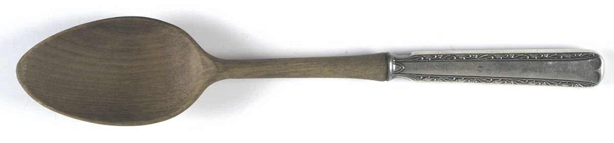 Eventide (Sterling, 1936, No Monograms) Salad Serving Spoon with Wooden Bowl by Gorham Silver-1