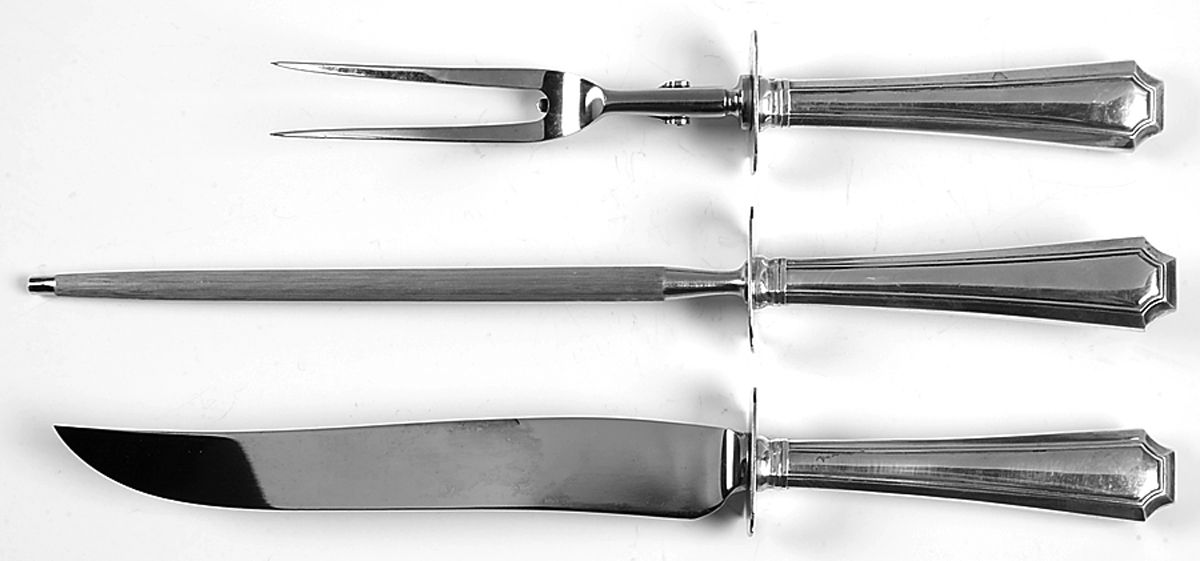Fairfax (Sterling, 1910, No Monograms) Large 3-Piece Roast Carving Set w/ Stainless Blade by Gorham Silver-1