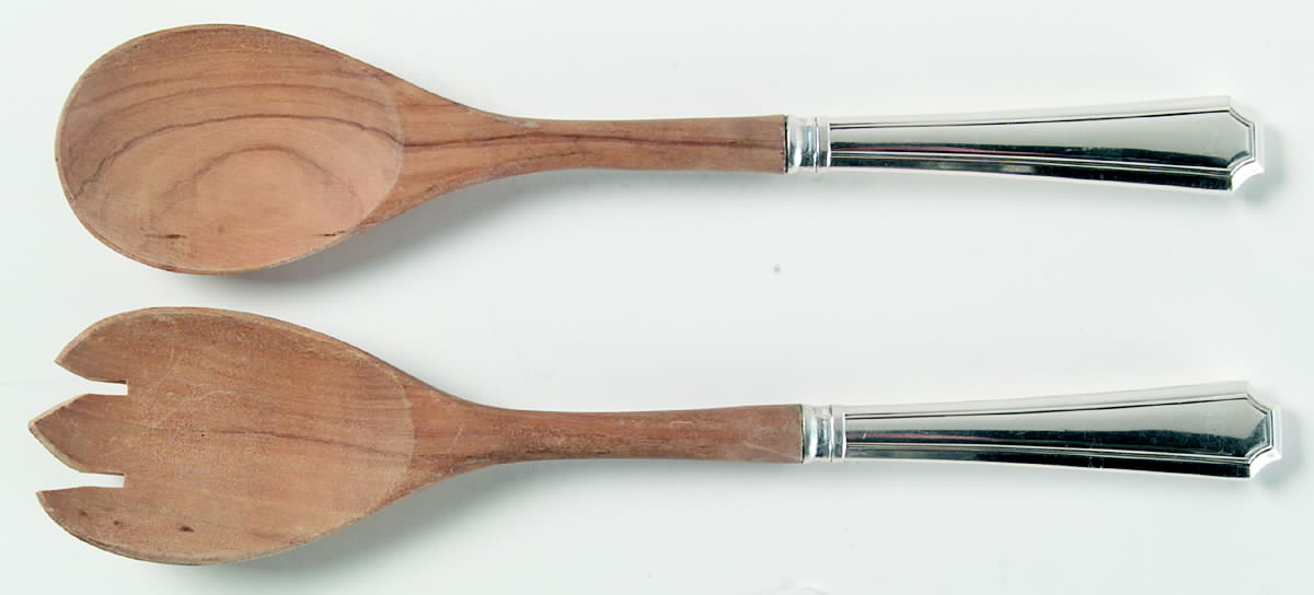 Fairfax (Sterling, 1910, No Monograms) Wooden Bowl 2 Piece Salad Set by Gorham Silver-1
