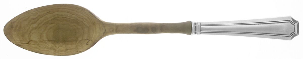 Fairfax (Sterling, 1910, No Monograms) Salad Serving Spoon with Wooden Bowl by Gorham Silver-1