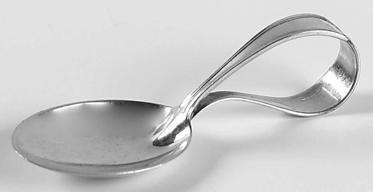 Fairfax (Sterling, 1910, No Monograms) Baby Spoon with Curved Handle HC by Gorham Silver-1