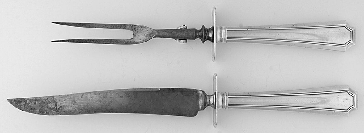 Fairfax (Sterling, 1910, No Monograms) Large 2-Piece Roast Carving Set w/Stainless Blade by Gorham Silver-1