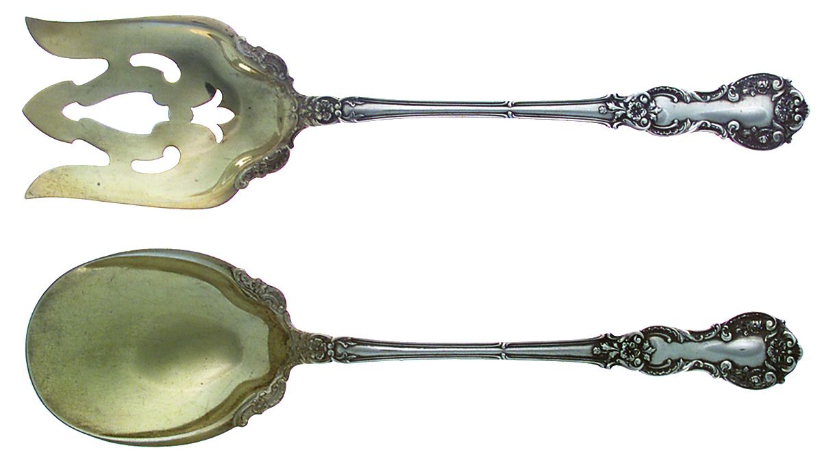 Fleury (Sterling, 1909, No Monograms) (2 Pc) Solid Salad Set by Gorham Silver-1
