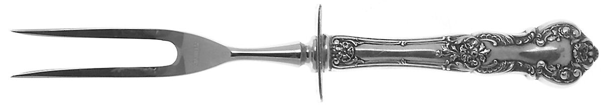 Fleury (Sterling, 1909, No Monograms) Small Carving Fork W/Sterling Guard by Gorham Silver-1