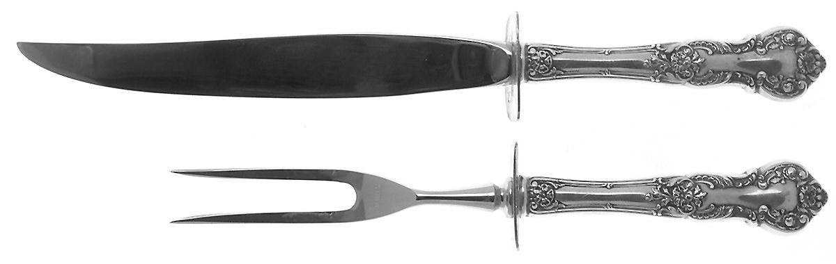 Fleury (Sterling, 1909, No Monograms) 2 Piece Small Carving Set W/ Sterling Guard by Gorham Silver-1