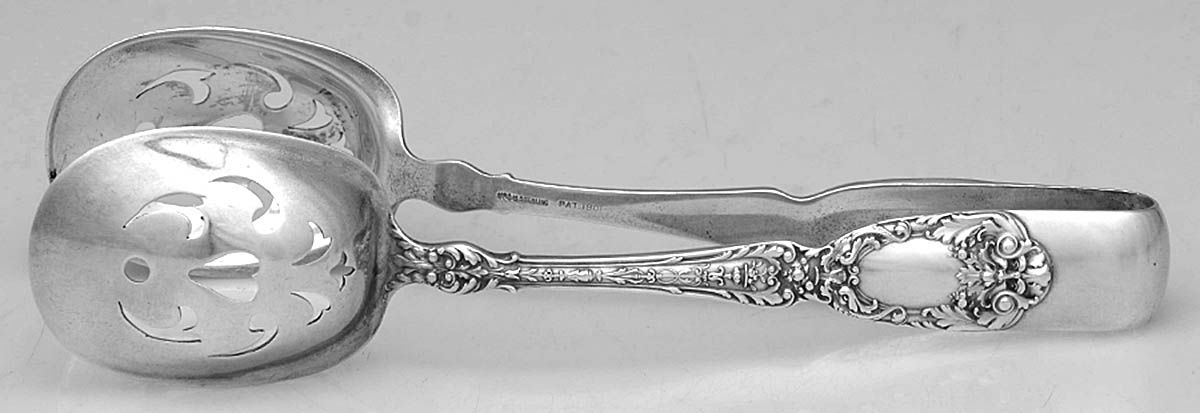 Florentine-Florenz (Sterling, 1901) Large Ice Serving Tongs with Bowl Tips by Gorham Silver-1