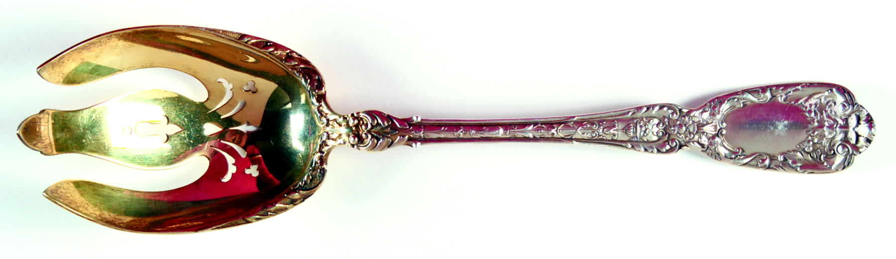 Florentine-Florenz (Sterling, 1901) Oversize Solid Salad Servng Fork by Gorham Silver-1