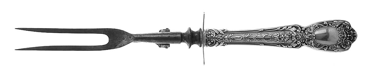 Florentine-Florenz (Sterling, 1901) Large Stainless-Prong Roast Carving Fork by Gorham Silver-1