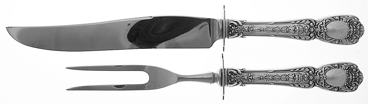 Florentine-Florenz (Sterling, 1901) Small Steak 2-Piece Carving Set w/Stainless Blade by Gorham Silver-1