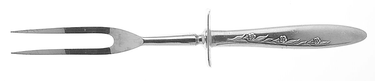 Flower Song (Silverplate, 1955) Small Steak Carving Fork with Stainless Prongs by Gorham Silver-1