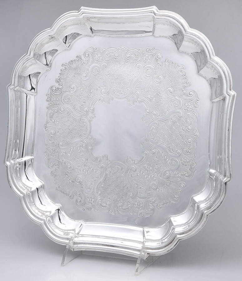 Fluted (Plated, Hollowware, Heritage) 11" Square Tray by Gorham Silver-1
