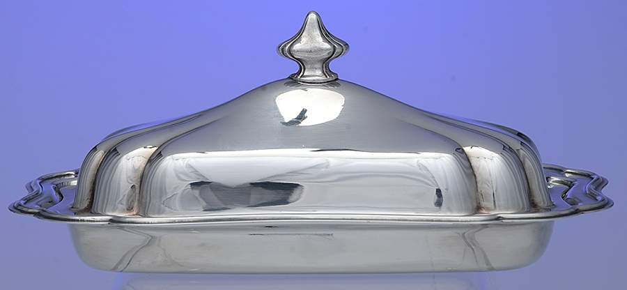 Fluted (Plated, Hollowware, Heritage) 1/4 Pound Covered Butter Dish by Gorham Silver-1