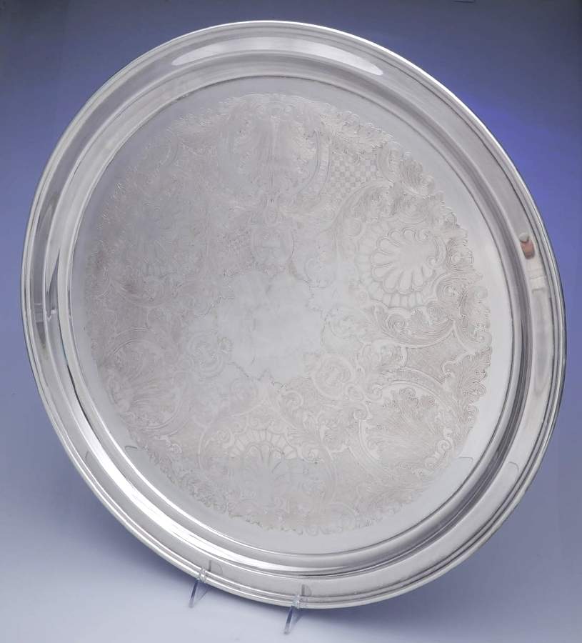 Fluted (Plated, Hollowware, Heritage) Round Tray For Punch Bowl by Gorham Silver-1