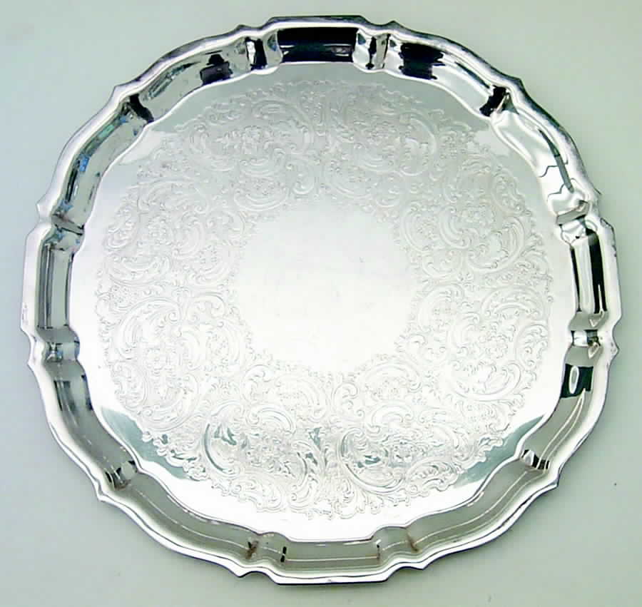 Fluted (Plated, Hollowware, Heritage) Round Silverplate Tray by Gorham Silver-1