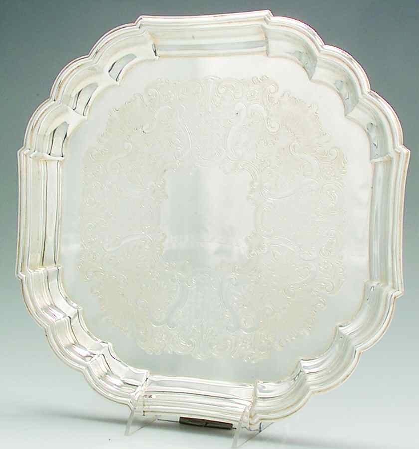 Fluted (Plated, Hollowware, Heritage) 13" Square Tray by Gorham Silver-1