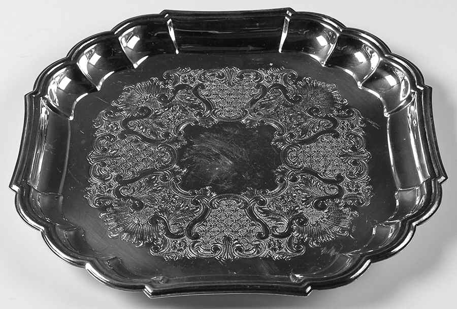 Fluted (Plated, Hollowware, Heritage) 11" Square Tray by Gorham Silver-1