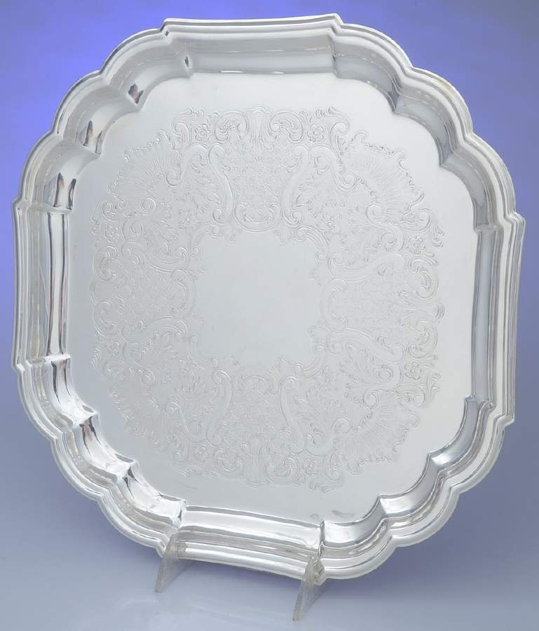 Fluted (Plated, Hollowware, Heritage) 13" Square Tray by Gorham Silver-1