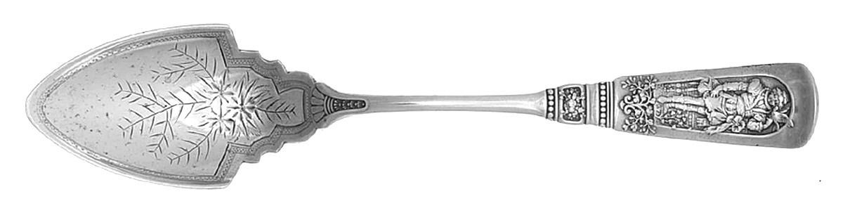 Fontainebleau (Sterling, 1880, No Monograms) Large Bright Cut Solid Piece Cheese Scoop by Gorham Silver-1