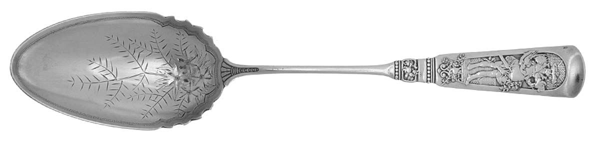 Fontainebleau (Sterling, 1880, No Monograms) Salad Serving Spoon Solid Oversize Bright Cut by Gorham Silver-1