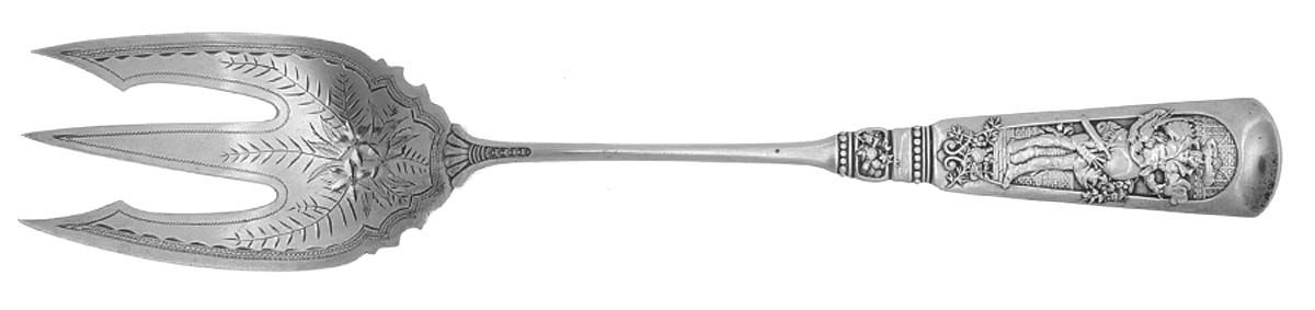 Fontainebleau (Sterling, 1880, No Monograms) Salad Serving Fork Solid Oversize Bright Cut by Gorham Silver-1