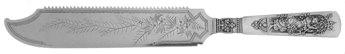 Fontainebleau (Sterling, 1880, No Monograms) Solid Bright Cut Cake Saw by Gorham Silver-1