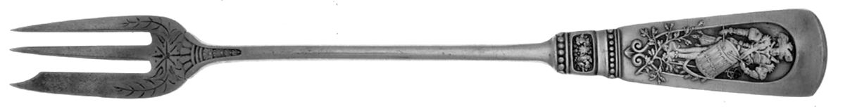 Fontainebleau (Sterling, 1880, No Monograms) Bright Cut Fork-Oyster by Gorham Silver-1