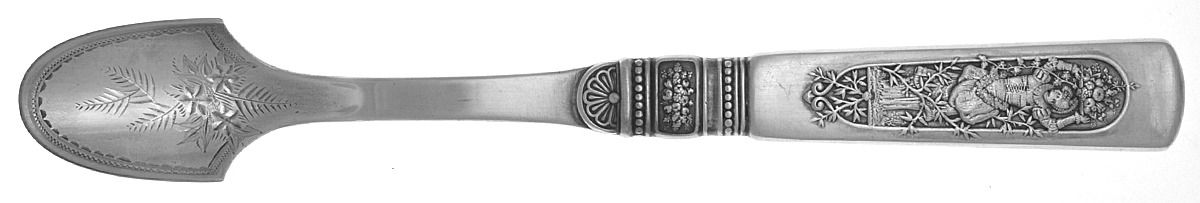 Fontainebleau (Sterling, 1880, No Monograms) Solid Bright Cut Cheese Scoop by Gorham Silver-1