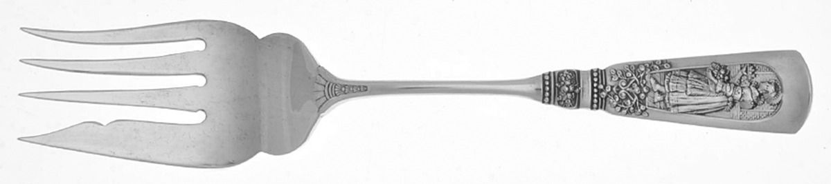Fontainebleau (Sterling, 1880, No Monograms) Small Solid Cold Meat Serving Fork-New Style by Gorham Silver-1
