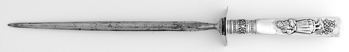 Fontainebleau (Sterling, 1880, No Monograms) Large Knife Sharpener-Steel Rod w/Sterling Guard by Gorham Silver-1