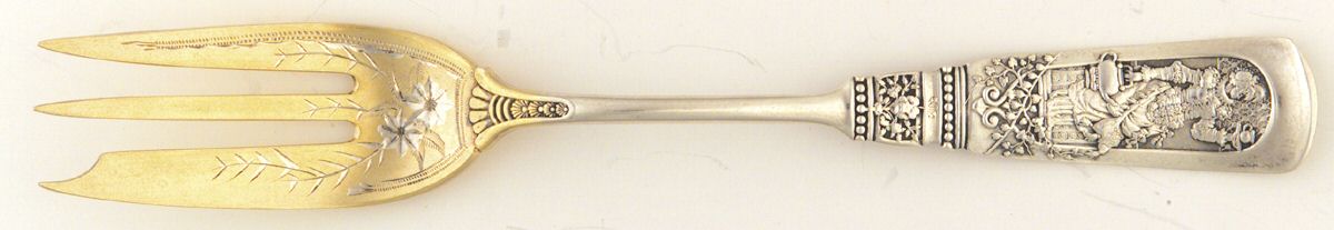 Fontainebleau (Sterling, 1880, No Monograms) Individual Bright Cut Pie Fork by Gorham Silver-1