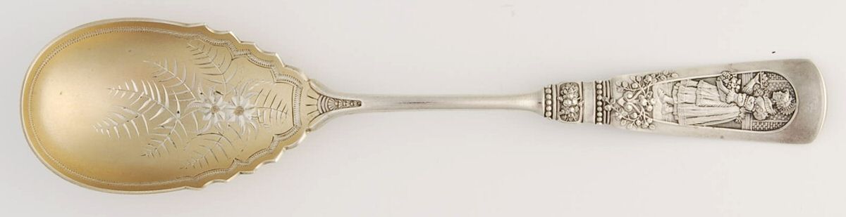 Fontainebleau (Sterling, 1880, No Monograms) Large Bright Cut Jelly Spoon by Gorham Silver-1