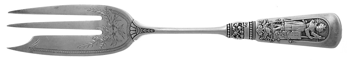 Fontainebleau (Sterling, 1880, No Monograms) Large Bright Cut Individual Pie Fork by Gorham Silver-1