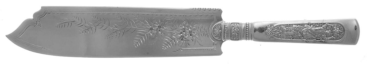 Fontainebleau (Sterling, 1880, No Monograms) Sterling Blade Ice Cream Slicer,Hollow,Bright Cut by Gorham Silver-1