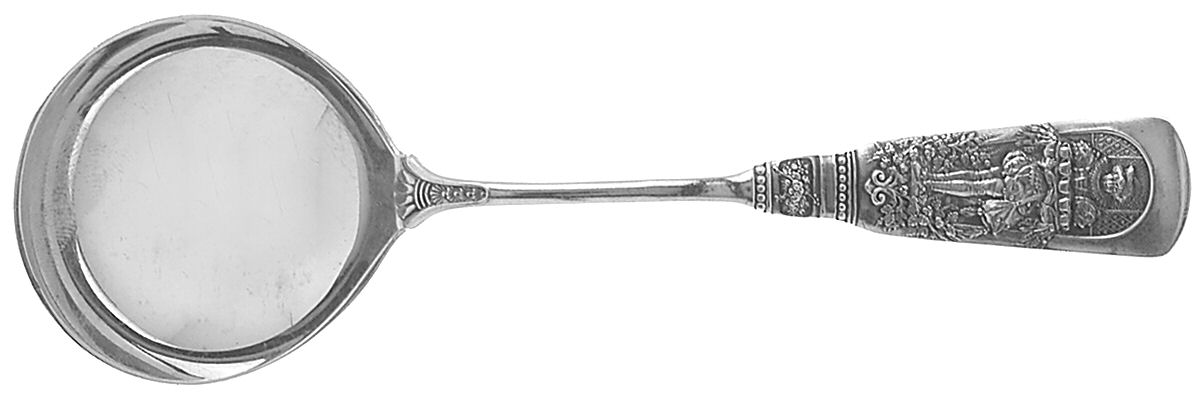 Fontainebleau (Sterling, 1880, No Monograms) Round Bowl Soup Spoon (Bouillon) by Gorham Silver-1