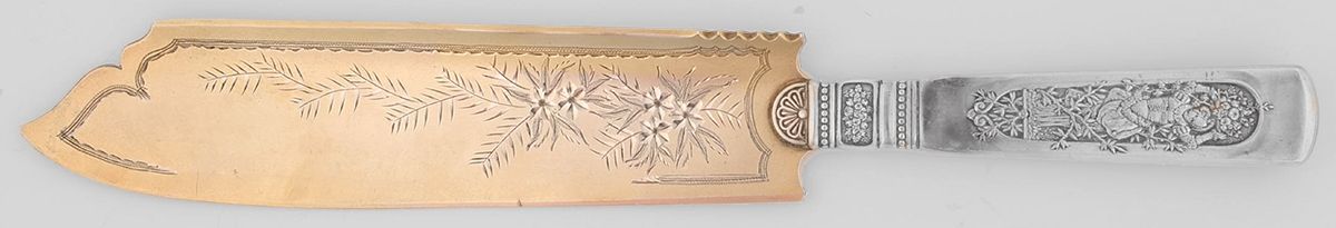 Fontainebleau (Sterling, 1880, No Monograms) Sterling Blade Ice Cream Slicer,Hollow,Bright Cut by Gorham Silver-1